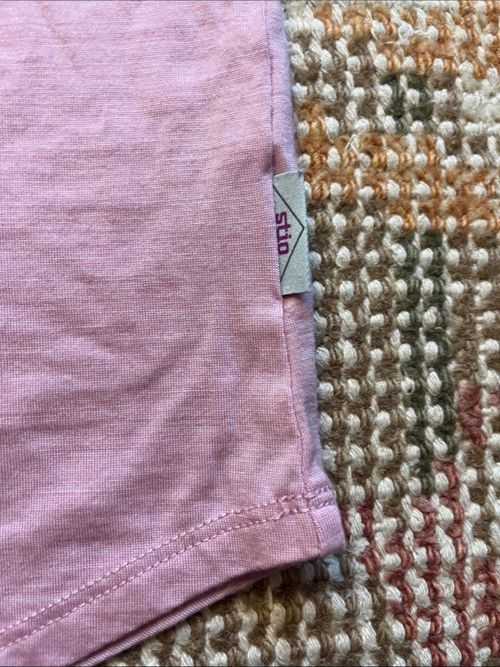 Stio Women’s Pink Wool Blend Slub Crew Neck Short Sleeve Tee Sz Medium Like New - Picture 5 of 7